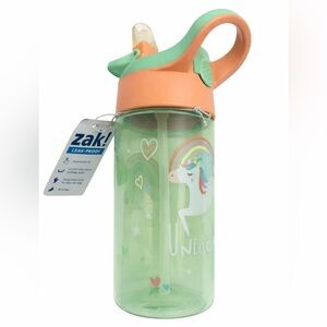Zak Designs Unicorn Kids Leak-Proof Straw Water Bottle BPA Free Flip Cup